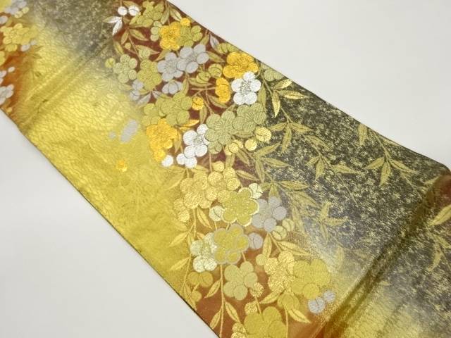 引箔枝垂れ梅模様織出し袋帯【中古】【着】 14,800円