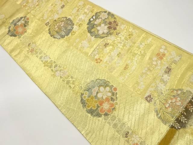 雪輪に藤・桜・梅模様織出し袋帯【中古】【着】 14,800円
