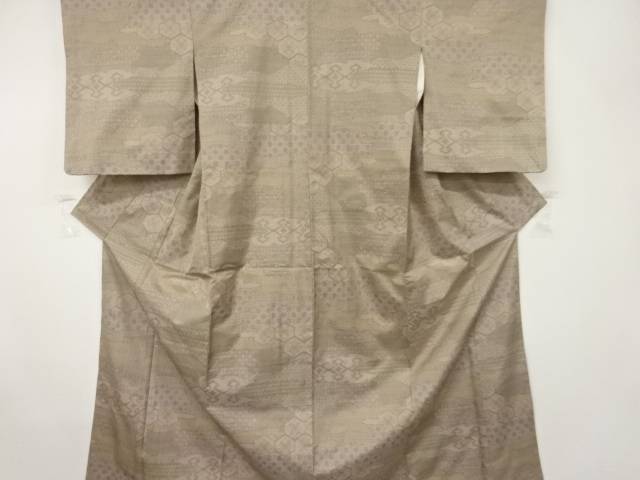 霞に花模様織出し本場大島紬着物【中古】【着】