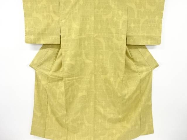 抽象模様織り出し本場結城紬80亀甲着物(石下)【中古】【着】