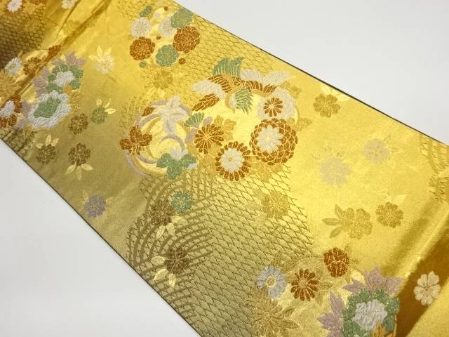 花輪に花鳥模様織出し袋帯【中古】【着】 11,248円