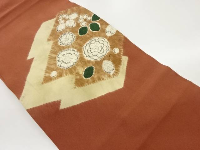 絞り松皮菱に草花模様名古屋帯【中古】【着】