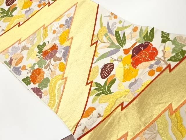 梅・菊に草模様織出し袋帯【中古】【着】 10,360円