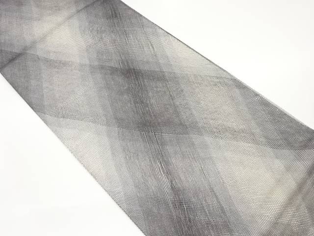 組織金通し格子模様織出し全通袋帯【中古】【着】