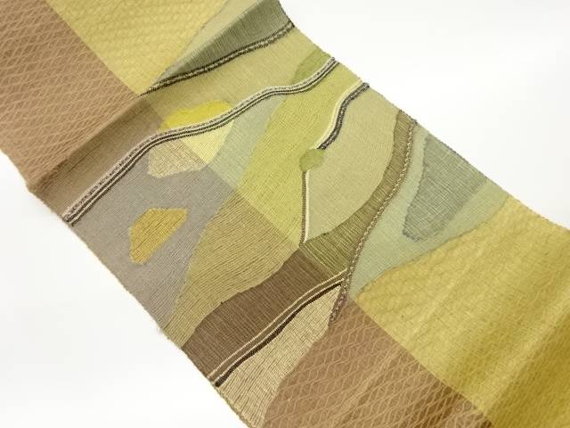 すくい織抽象模様織出し夏用名古屋帯【中古】【着】