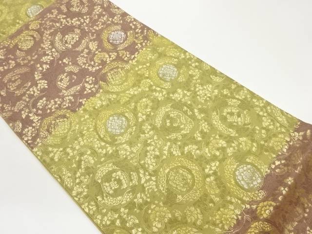 丸文に花唐草模様織出し袋帯【中古】【着】 の商品写真