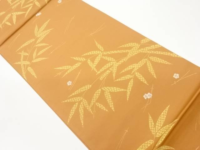 笹に梅・松葉模様織出し袋帯【中古】【着】