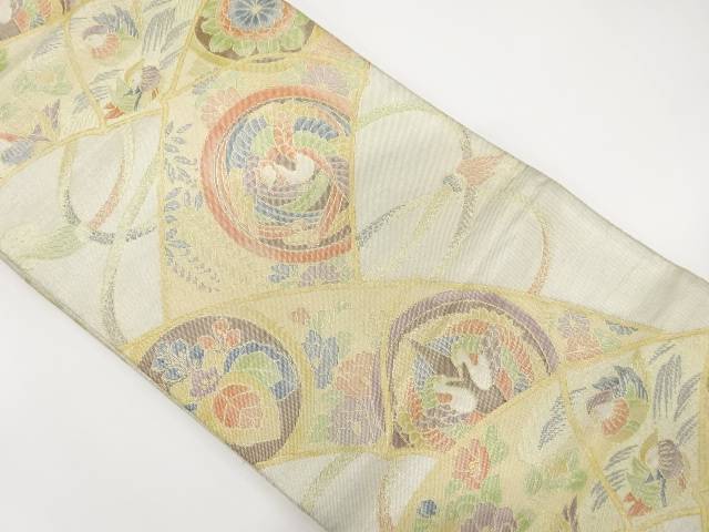 佐賀錦　竹節に鳳凰・花模様織り出し　袋帯【中古】【着】