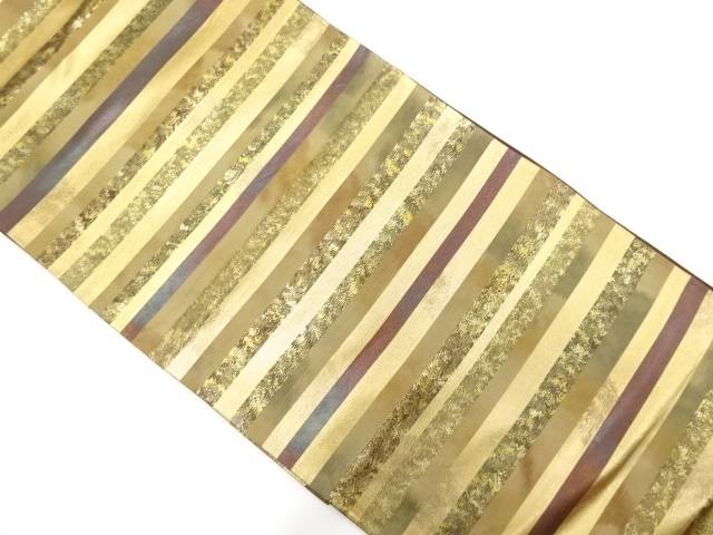 引箔横段模様織出し袋帯【中古】【着】