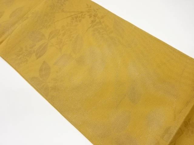紗 草花模様織出し袋帯【中古】【着】
