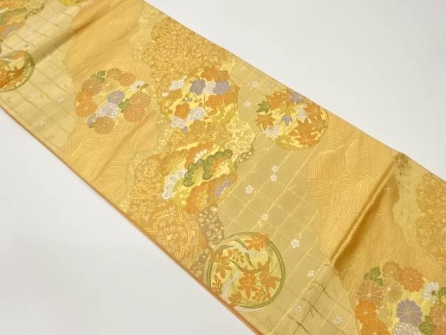 楽天市場】 服部織物製 白鳥緞子荒波に桜・楓模様織出し袋帯【中古