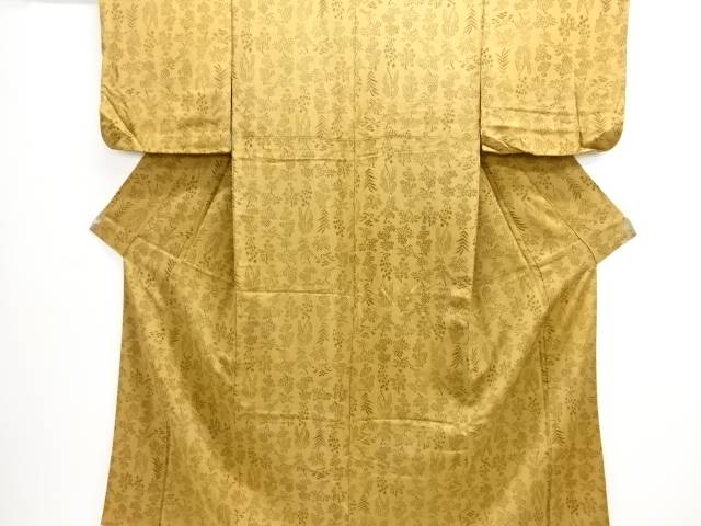 縮緬地草花模様小紋着物【中古】【着】