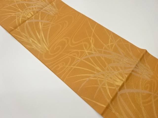 紗 流水に草葉模様織出し袋帯【中古】【着】
