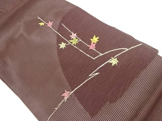 紗 紅葉模様織出し名古屋帯【中古】【着】