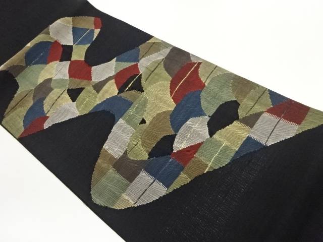 紙布抽象模様織出し袋帯【中古】【着】
