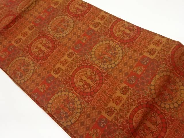 連珠文模様織出し名古屋帯【中古】【着】
