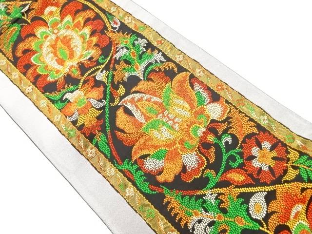花唐草模様織出し袋帯【中古】【着】