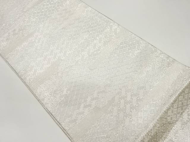 佐賀錦霞に紗綾形・菱・檜垣模様織出し袋帯【中古】【着】