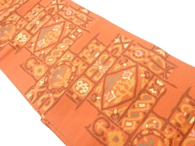 本場筑前博多花に抽象模様織出し名古屋帯【中古】【着】｜Kimono-Shinei　２号店