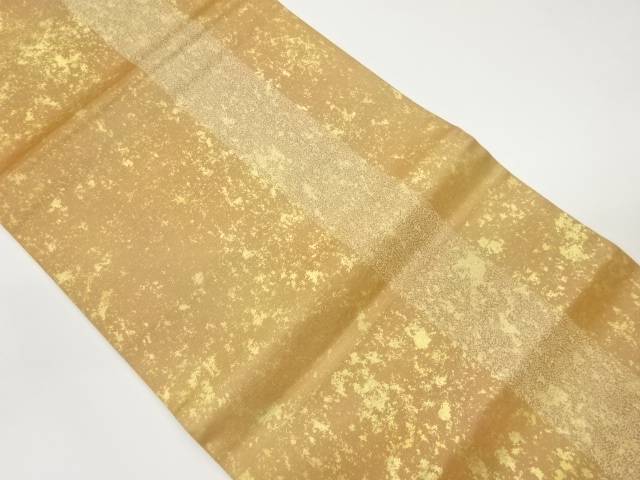 引箔縞に文字模様織出し名古屋帯（松葉仕立て）【中古】【着】