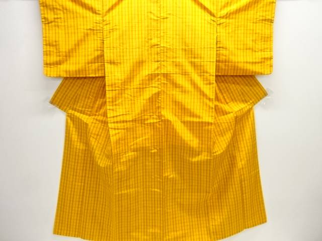 格子織り出し米沢紬着物アンサンブル【中古】【着】【Pnt】