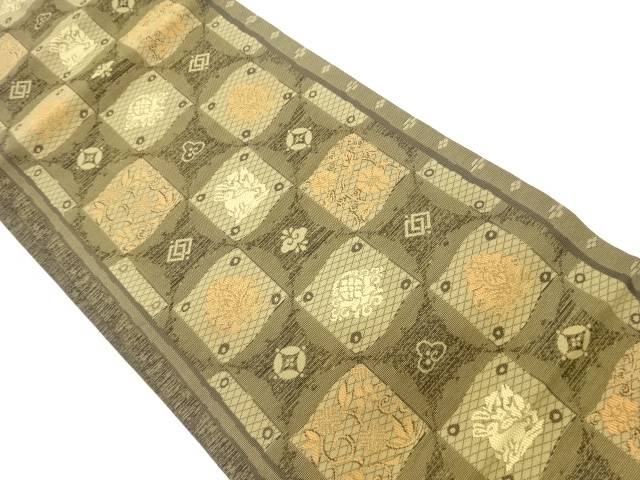 変わり市松に有職模様織出し名古屋帯【中古】【着】｜Kimono-Shinei　２号店