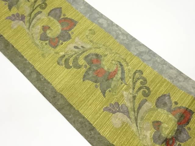 ふくれ織花唐草模様袋帯【中古】【着】