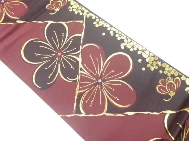 花模様織出し袋帯【中古】【着】
