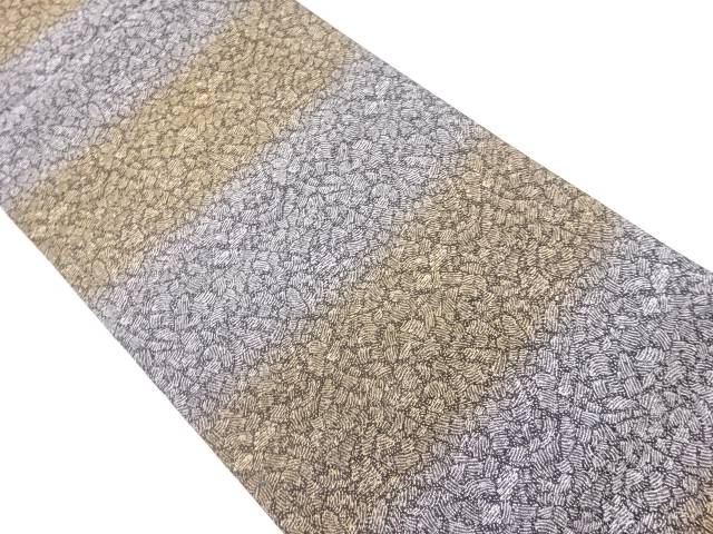 抽象横段模様織出し袋帯【中古】【着】