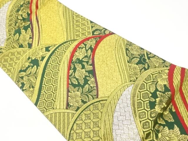 曲線に七宝・花唐草模様織出し袋帯【中古】【着】｜Kimono-Shinei　２号店