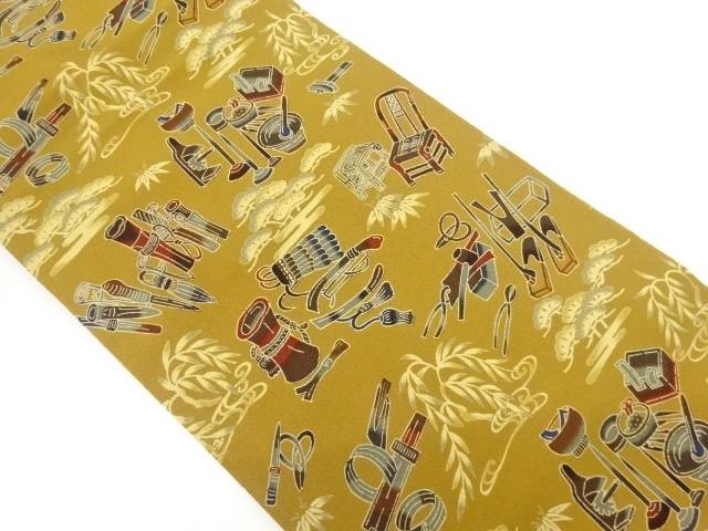 縮緬地道具模様名古屋帯【中古】【着】