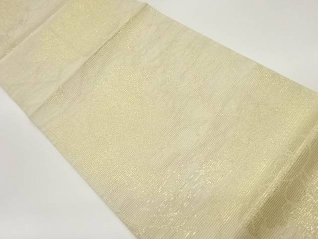 絽牡丹模様織出し袋帯【中古】【着】