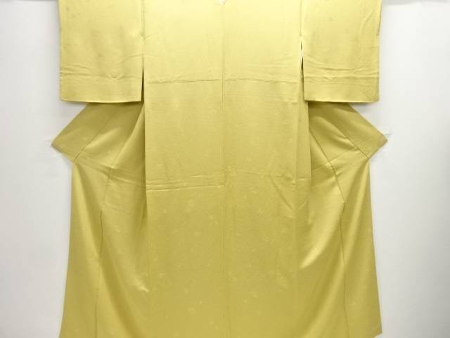草花模様織り出し一つ紋色無地着物【中古】【着】 8,066円