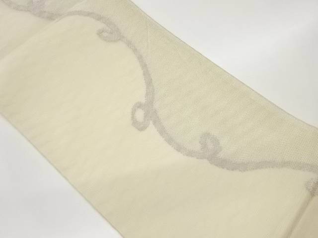 紗紬すくい織抽象模様織出し袋帯【中古】【着】