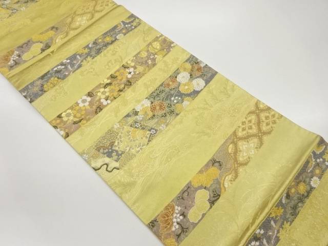 横段小花文織出し袋帯【中古】【着】