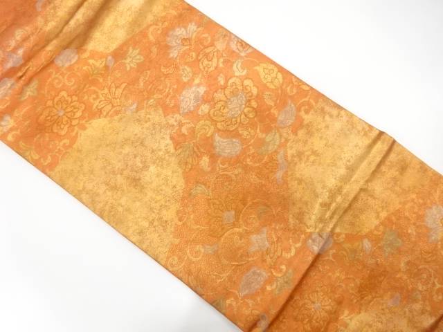 引箔花唐草模様織出し名古屋帯【中古】【着】