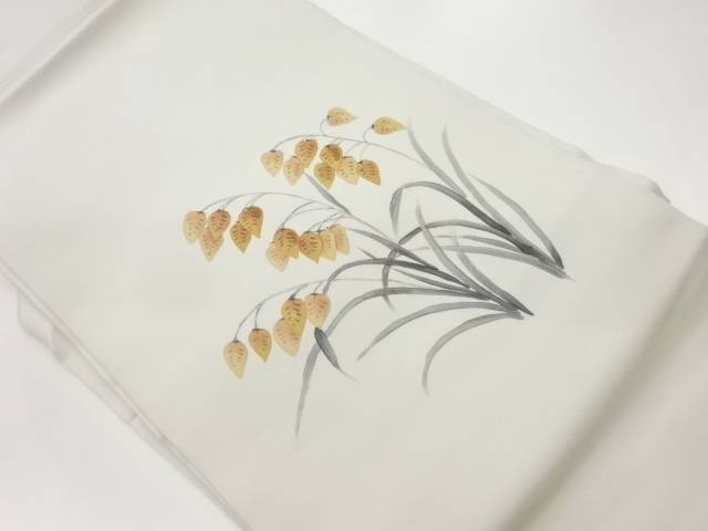 塩瀬手描きコバンソウ模様名古屋帯【中古】【着】 の商品写真