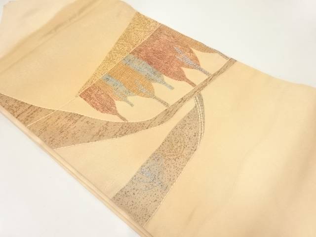 樹木模様刺繍名古屋帯【中古】【着】