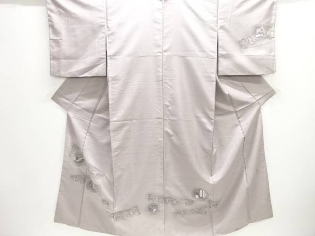 作家物　文字に時代人物模様手織り節紬訪問着【中古】【着】｜Kimono-Shinei　２号店