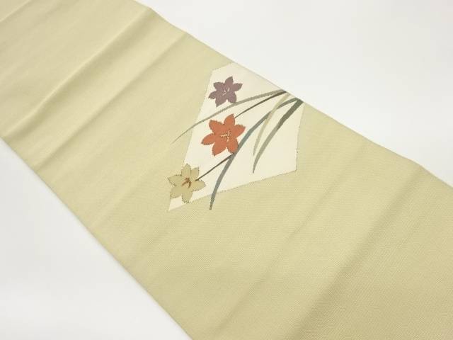 菱に草花模様織出し名古屋帯【中古】【着】|Kimono-Shinei 2号店