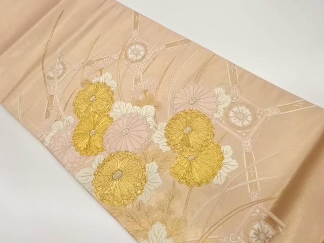 金駒刺繍菊・芝に蜀江模様袋帯【中古】【着】｜Kimono-Shinei　２号店