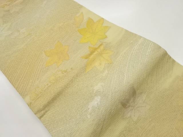 絽楓散らしに荒波模様織出し名古屋帯【中古】【着】