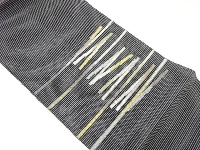 絽縞模様織出し名古屋帯【中古】【着】