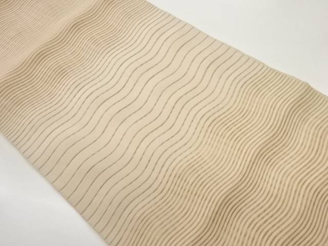 絽綴れよろけ縞模様織出し名古屋帯【中古】【着】