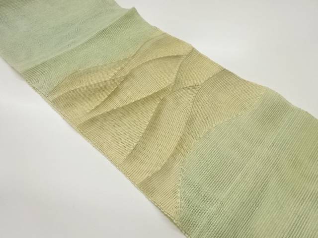 紗紬抽象波模様織出し名古屋帯【中古】【着】