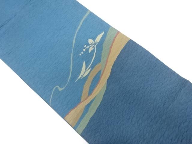 ふくれ織　草花模様織り出し　袋帯【中古】【着】