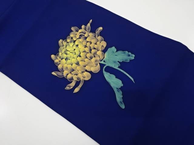 塩瀬手描き菊模様名古屋帯【中古】【着】