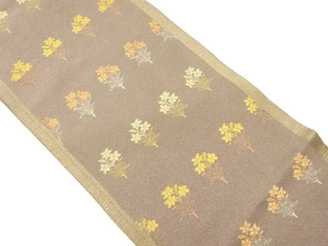 金通し花束尽くし模様織出し袋帯【中古】【着】