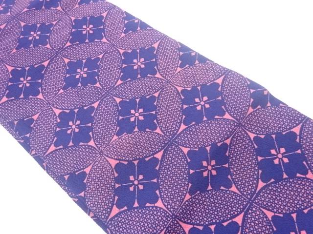 縮緬地七宝に花菱模様名古屋帯【中古】【着】
