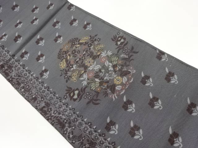 草花に動物模様織出し袋帯【中古】【着】